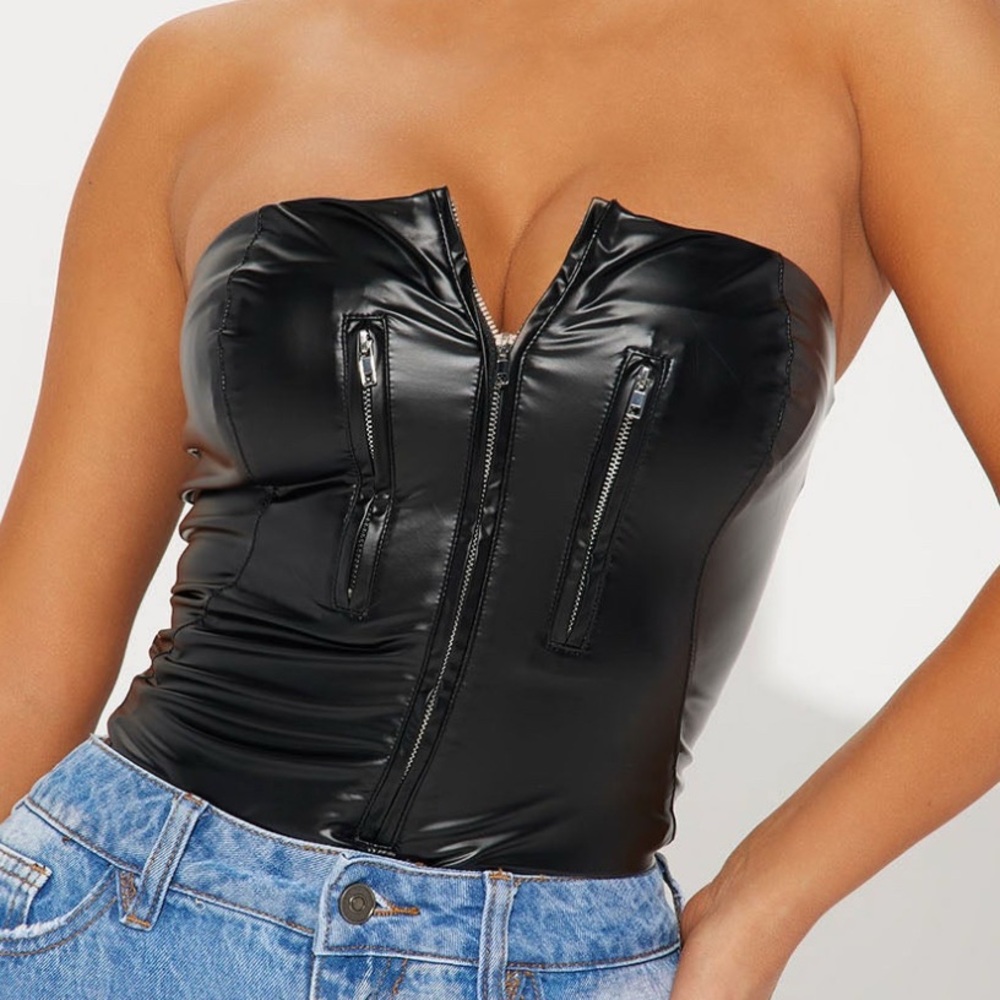 Fashion Nova Leather Bodysuit
